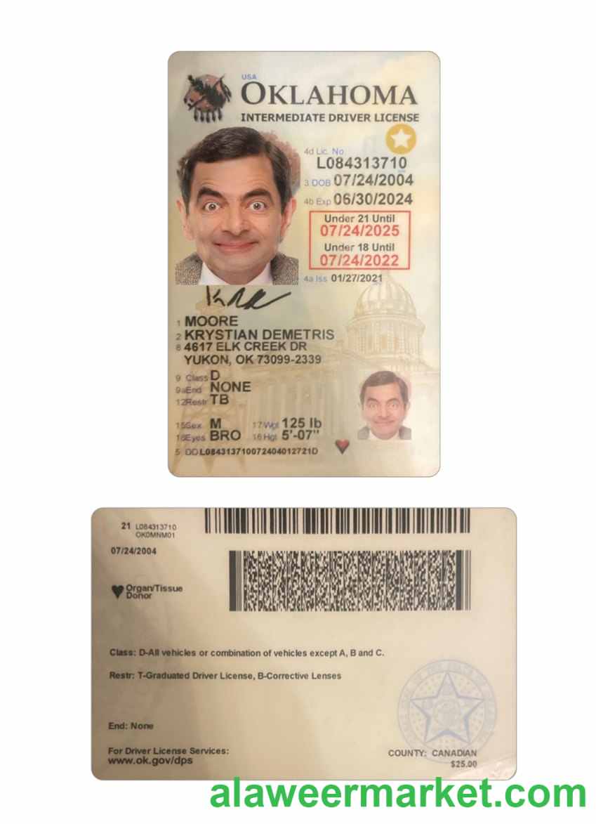 USA Oklahoma under 21 driving license